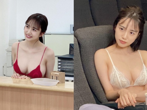 衣櫃裡是不是只有內衣？「巨乳櫃台妹」連看電影都不穿衣服