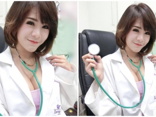 好兇！爆乳醫師幫你聽診！制服下的傲人乳溝，滿滿都是噴鼻血畫面！