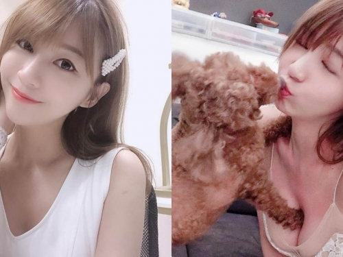 正妹恩齊兒「E奶曲線」太誘惑，連狗狗都忍不住犯規了！