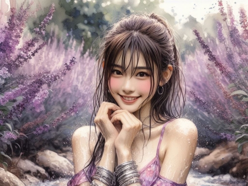 妹子與薰衣草的相遇