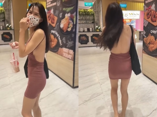 長髮辣妹逛街「露美背雪肌」 大媽怒飆：給我把衣服穿好
