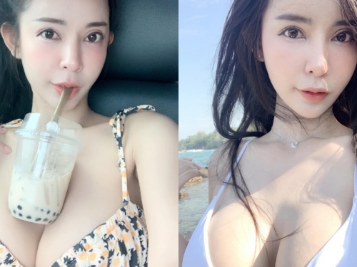 泰國極品正妹「Phatthira」喝奶茶不用手，「雪白大珍珠」份量十足光看就超飽～