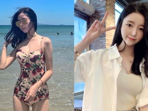韓國美女超氣質！「Min Yee」碎花裸色泳衣大展白嫩美體，水汪大眼甜笑立馬讓人戀愛！
