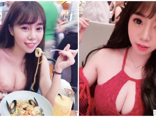 正妹大馬旅遊「驚現渾圓巨乳」，低胸用餐視角好兇暴，惹火到受不了了！