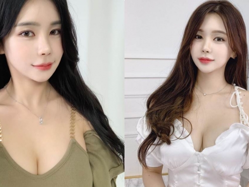 長髮豐滿美乳正妹「曲線好優」，飽滿低胸畫面太撩人！