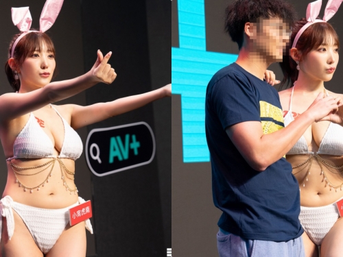 和巨乳女神「小宵虎南」的超親密合影，「傳說中的神乳」太讓人瘋狂！