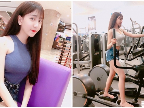 高中嫩妹「辣露乳溝」健身，「白皙長腿」看了快噴鼻血！
