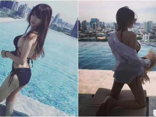 中原大學「甜美正妹」度假秀比基尼！前凸後翹性感曲線好撩人啊！