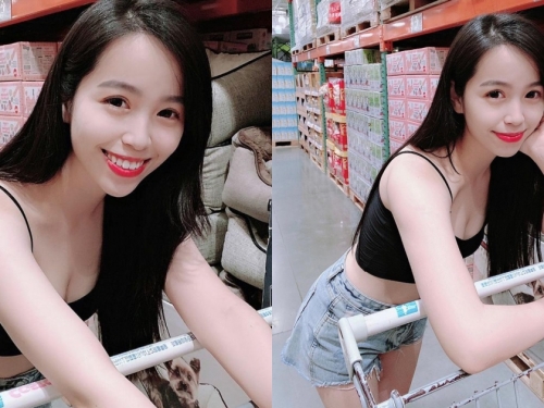 好市多大採購！甜美氣質正妹「Alva」細肩帶爆乳背心，「雪白美乳」若隱若現！