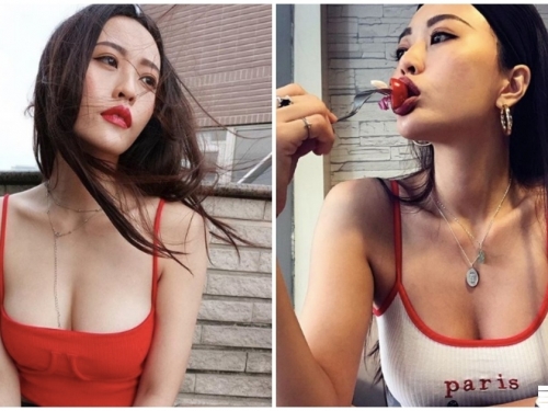 超辣豪乳！網拍老闆娘「用豐唇含食物」，「深深乳溝」眼睛無法移走了！
