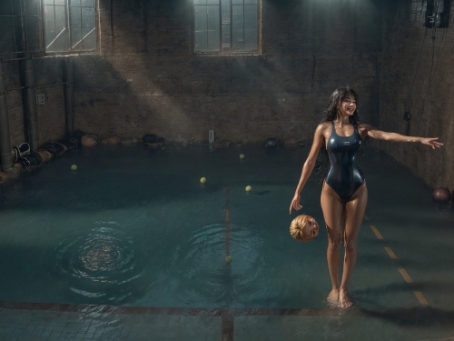 indoor gym wet latex swimsuit1