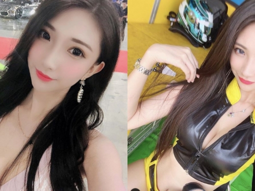 賽車場上最亮眼女郎！「小曖萱」火辣爆乳皮衣和超短熱褲，吸足所有熱烈目光！