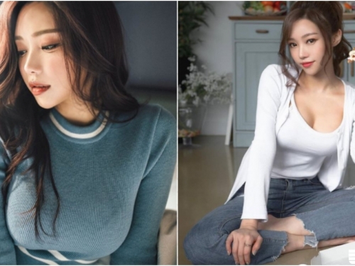 「低胸爆奶妹」在家吃披薩！胸前「巨大乳球」超佔空間！光看就又飽又撐！