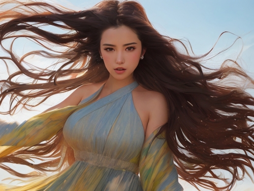 AI生成美女~頭髮亂飛Liberty