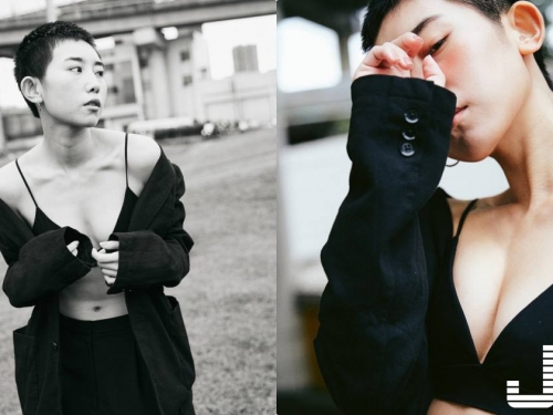 個性潮流短髮酷妹「Sofia」，黑西裝下有「超惹火腹部線條」！