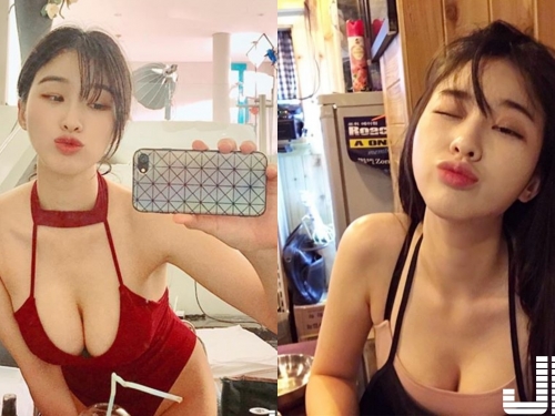 色色又性感的壞妹子！蕾絲薄紗內衣＋彎腰倒乳照，溢出的長輩讓人快要窒息！