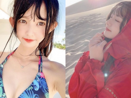 精靈系小紅帽！外拍美少女「阿咪」秀氣清新，連駱駝都折服在她的紅裙之下～