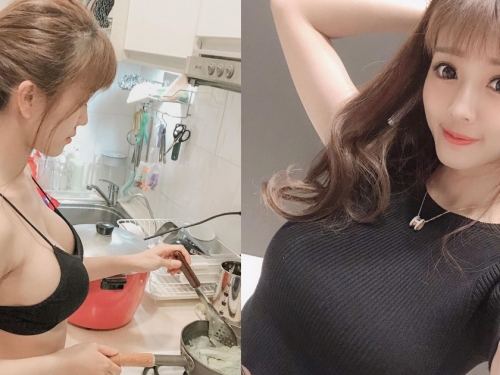 宵夜文！「兇猛女老師」廚房展現強大事業線，超棒視角讓人無法抵禦呀...