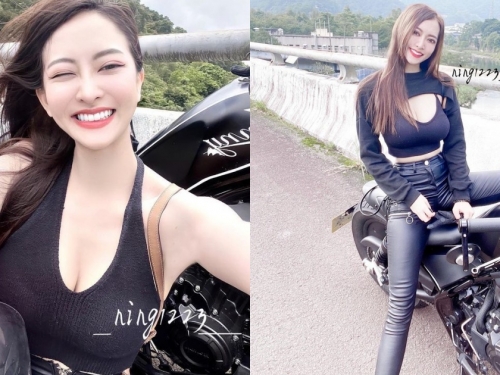 重機女神「jinny啾甯」笑容超甜美！「火辣長腿」騎乘路過都留有香風！