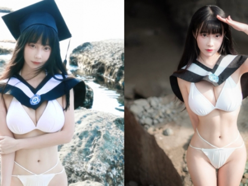 北藝畢業生「小孟」海邊拍學士照，「極美瘦腰」全民搶修戀愛學分
