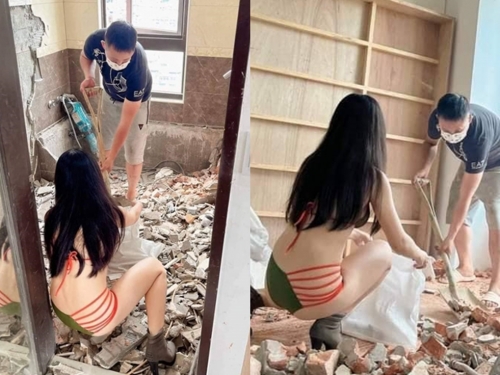 裝修工地驚見「比基尼辣妹」做這事 網羨慕喊：缺師傅嗎