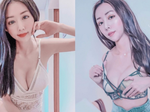 人氣網美「Sunny Ling」挑起肩帶秀出性感浪乓，白皙雪奶更激起男粉邪惡想法！