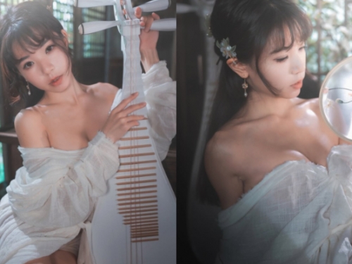 古香美人「瑀彤Shirley」衣落露花香，「香肩美乳」迷人又沈醉！