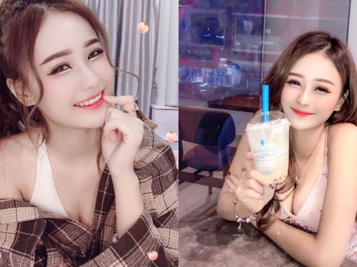 網紅彩妝師「激似真人芭比」，喝奶茶時酥胸外露了！