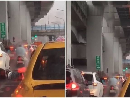 瀑布下修練？塞車驚見「武學奇才」 網笑：等紅燈附SPA