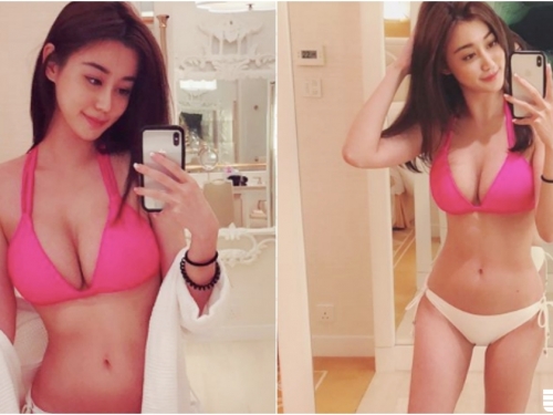 「神級正妹」更衣間試比基尼！「雪白美乳」渾圓集中！事業線好深邃啊！