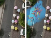 遇水才會出現的街畫 韓國藝術家為雨天添彩