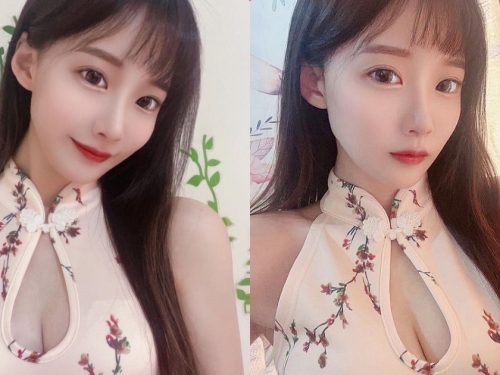 可愛正妹「小皮」旗袍裝酥胸外露，「超甜顏值」讓人瞬間心動！