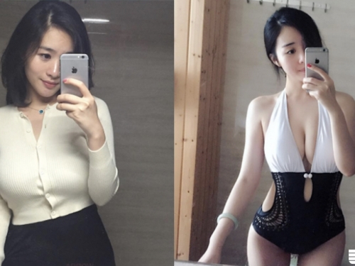 22歲「巨乳版張鈞甯」白嫩美胸逼死人！強國葡萄乾實在太性感了...