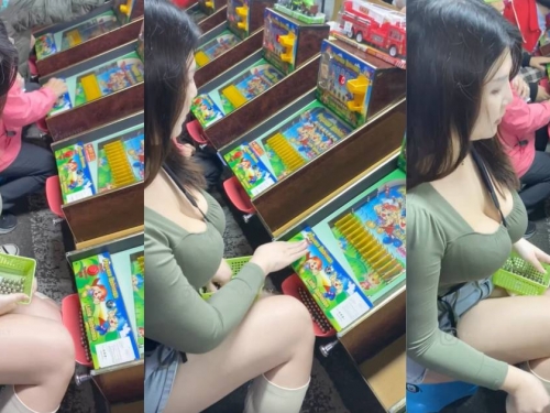 K罩杯豪乳網紅「張維亞」夜市打彈珠！一彎腰兩顆「白嫩珠珠」差點掉出來！