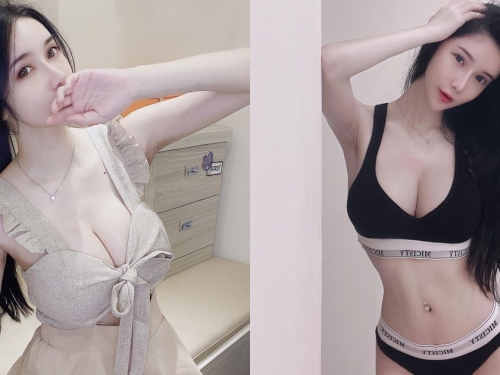 超白皙「巨乳小隻馬」正妹，疫情在家也沒變胖，「腹肌馬甲線」都還在！