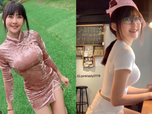 長腿眼鏡妹「賴粉紅Pinklady」側坐曲線超辣眼，夏日泳裝「雪白雙峰」立馬現形！