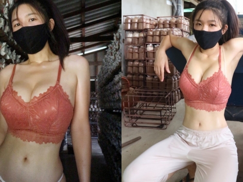 工廠裡「口罩奶妹」香汗淋漓清涼自拍，陰暗角落的「爆乳畫面」太囂張啦