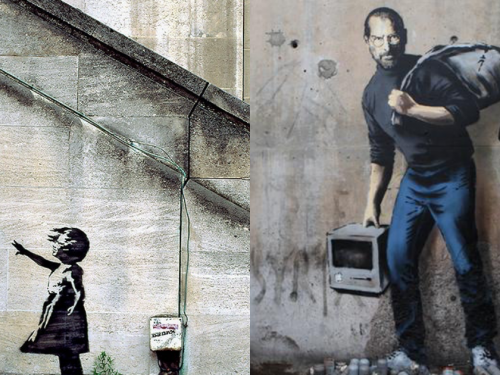 濃濃諷刺意味！被全世界通緝的藝術家 Banksy 登台開展，街頭神秘塗鴉成為政府眼中釘