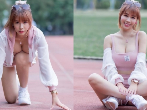 甜心Q匠「爆乳起跑」！火辣運動套裝秀「飽滿美胸＋性感蠻腰」，真理褲也好辣！