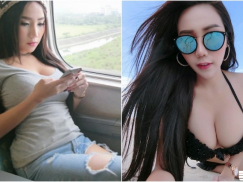 高鐵上遇到「露溝爆奶妹」！去海邊露出「巨大波波」！白嫩雙球根本一覽無遺啊...