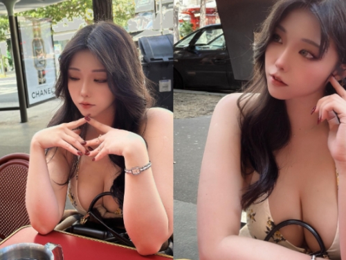 巨乳正妹「米亞Miya」現身法國街邊，「傲猛雙峰」瞬間點亮巴黎！