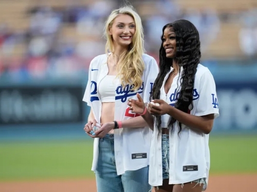 MLB》柯瑞超正「乾妹妹」為道奇開球！網驚：腿比大谷翔平長