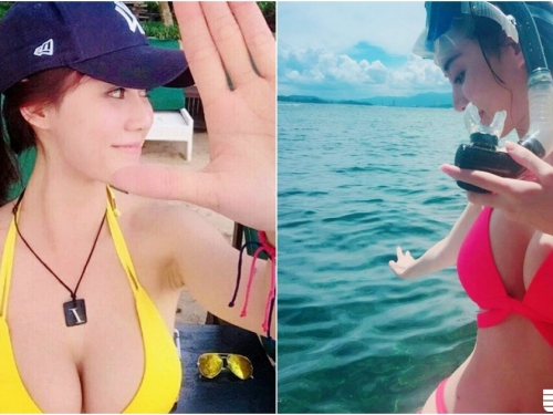 啊斯！「美乳潛水妹」身材辣氣質優！「渾圓白皙」讓人忍不住想虎到飛起來！