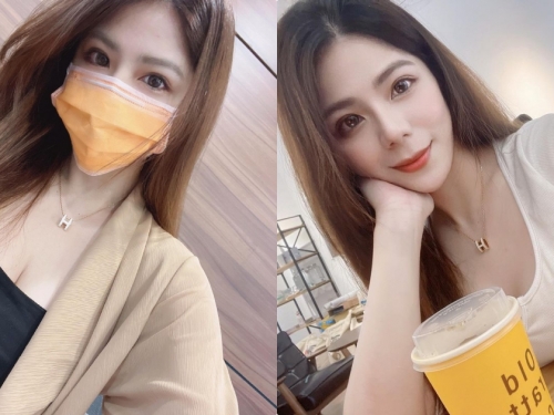 有著美背線條的美乳正妹「蕾蒂」，喝飲料時的自拍簡直美翻了！
