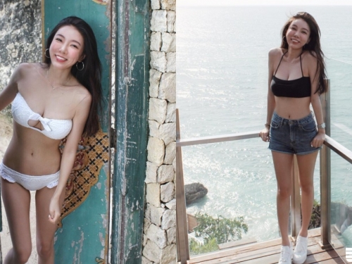 觀光照94要拍這麼辣～白嫩美乳正妹「比基尼觀光」，走到哪裡都是豐滿美乳太養眼啦...