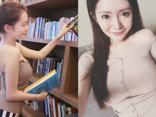 圖書館遇知性「巨乳正妹」！狂暴上圍根本危險物品！無法認真看書了...