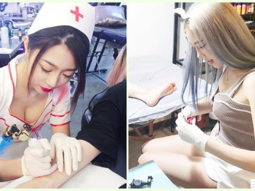 網路瘋傳「正妹刺青師」極品高顏值讓人戀愛！超可愛「美乳視角」讓人受不了…
