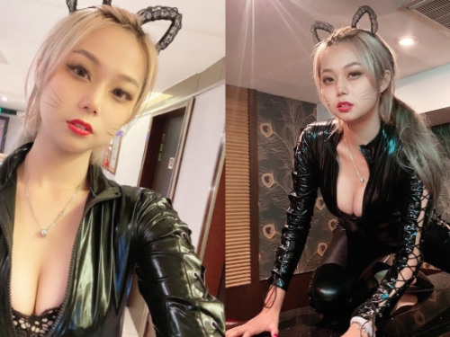 性感小野貓！「萱萱Yuki」皮衣開襟大曬白嫩事業線，激辣美體讓人也想醉一波！