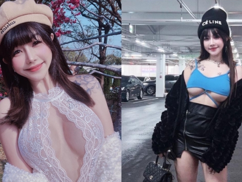 人比花嬌！超辣小姐姐「張嘻嘻」透視蕾絲上衣中路大開爆乳賞櫻