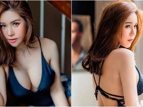 「甜美肉肉奶妹」衣服設計好邪惡！深Ｖ「圓乳畢現」弧度完美！腰間還有性感綁帶設計！